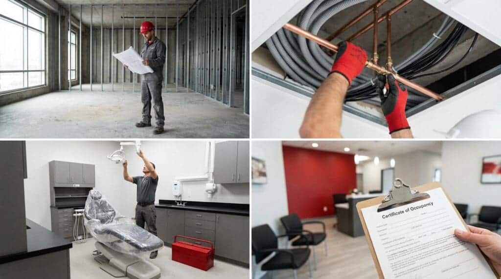 Construction and dental office setup.