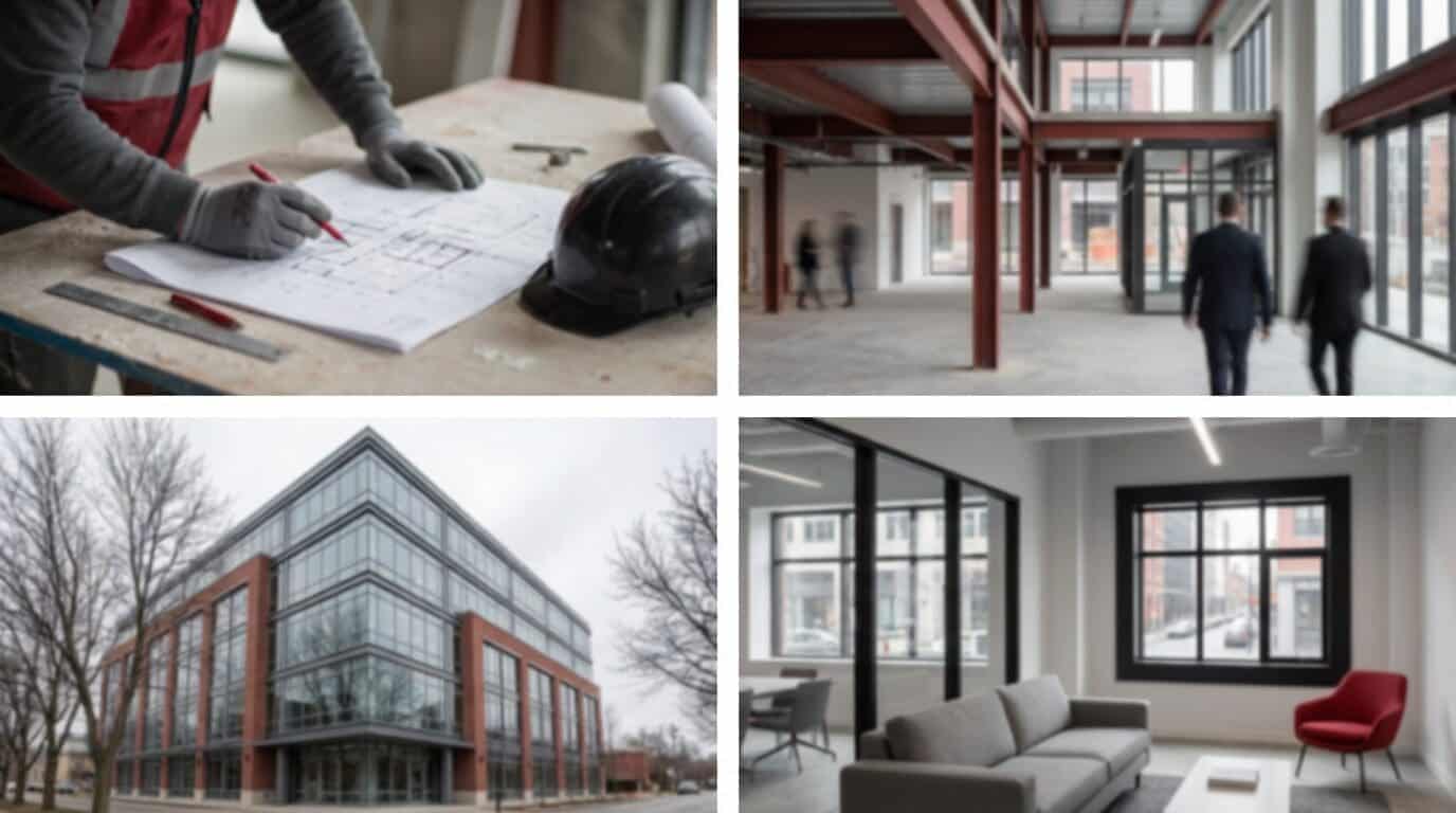 Construction, planning, modern office spaces